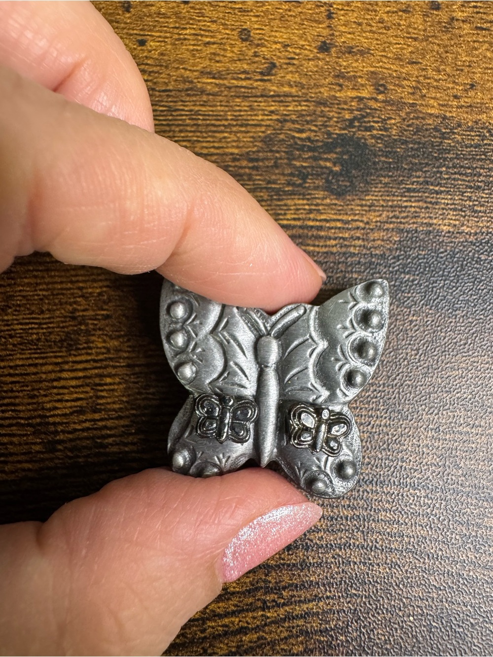 Vintage Torino Butterfly Brooch & Stud Earrings Pewter Trinket Box